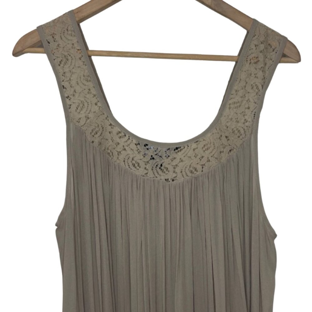 CHARLIE PAIGE | Womens Neutral Nude Pleated Chiffon Mini Dress | Size L/XL - Picture 6 of 11